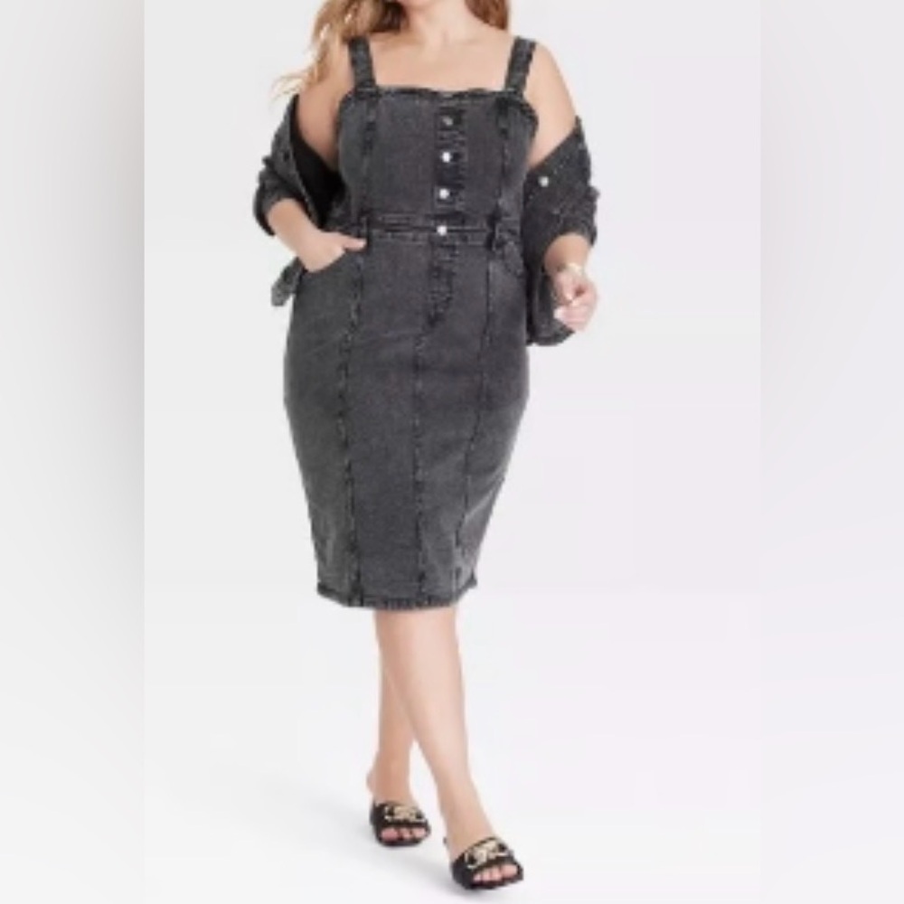 Ava & Viv Stretch Denim Jumper Dress